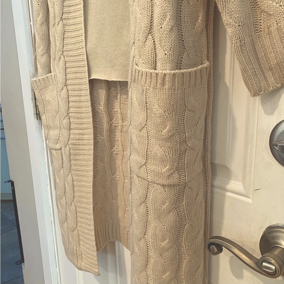 NWT Women’s Cardigan Sweater, Open Front, Beige, - Picture 7 of 15
